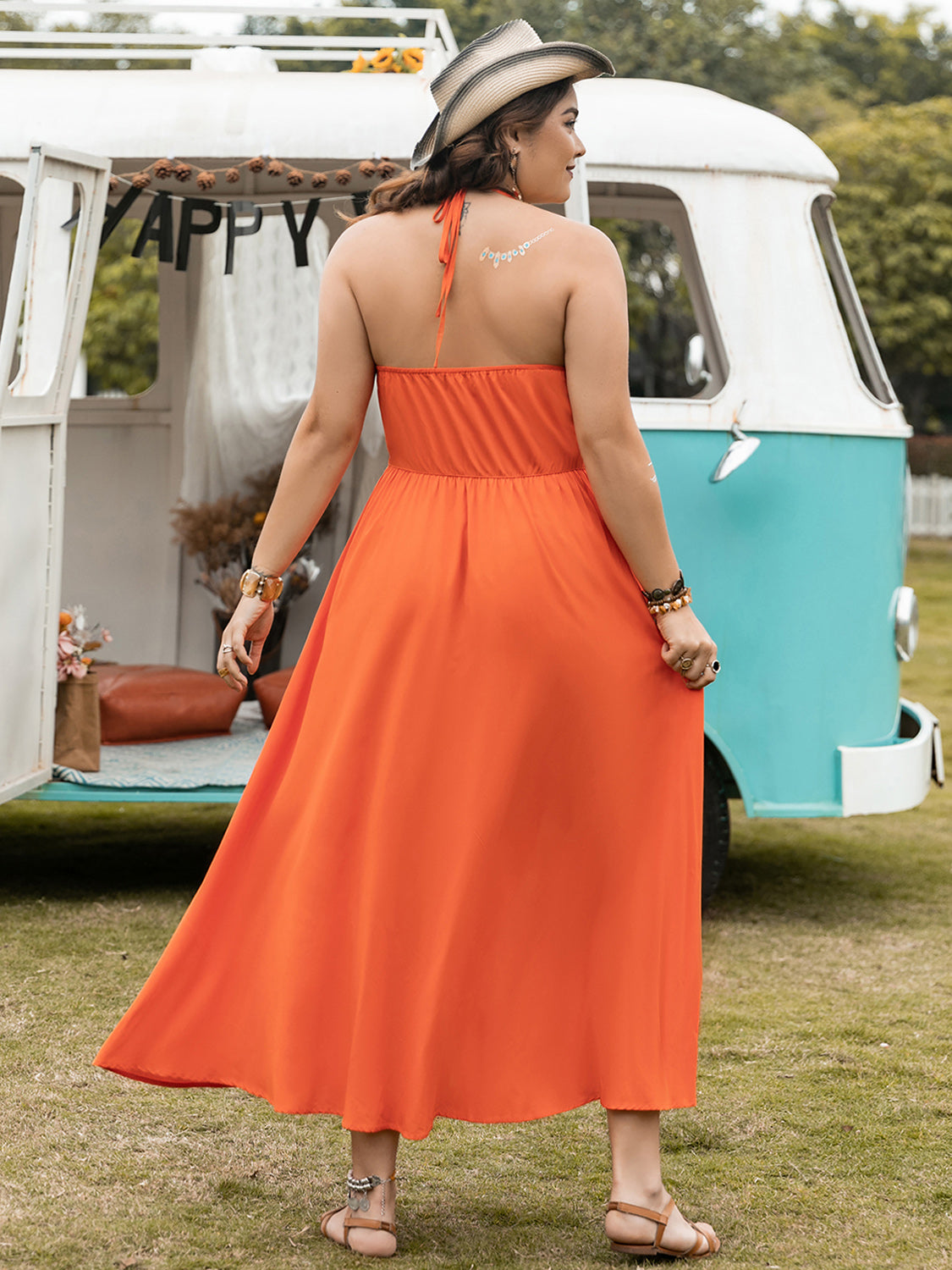 Orange Crush Plus Size Halter Dress