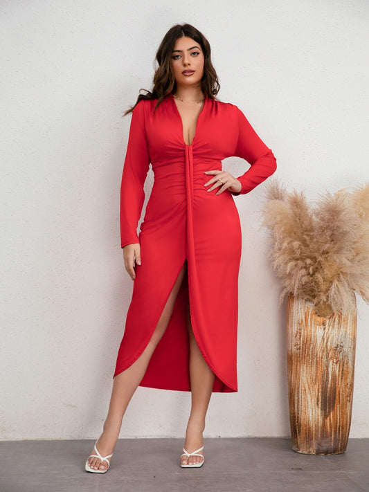 Red Ruse Plus Size Plunge Dress