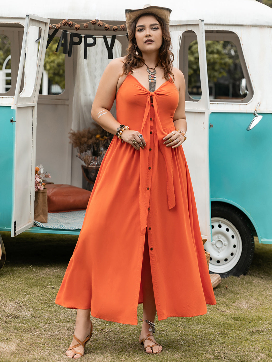 Orange Crush Plus Size Halter Dress