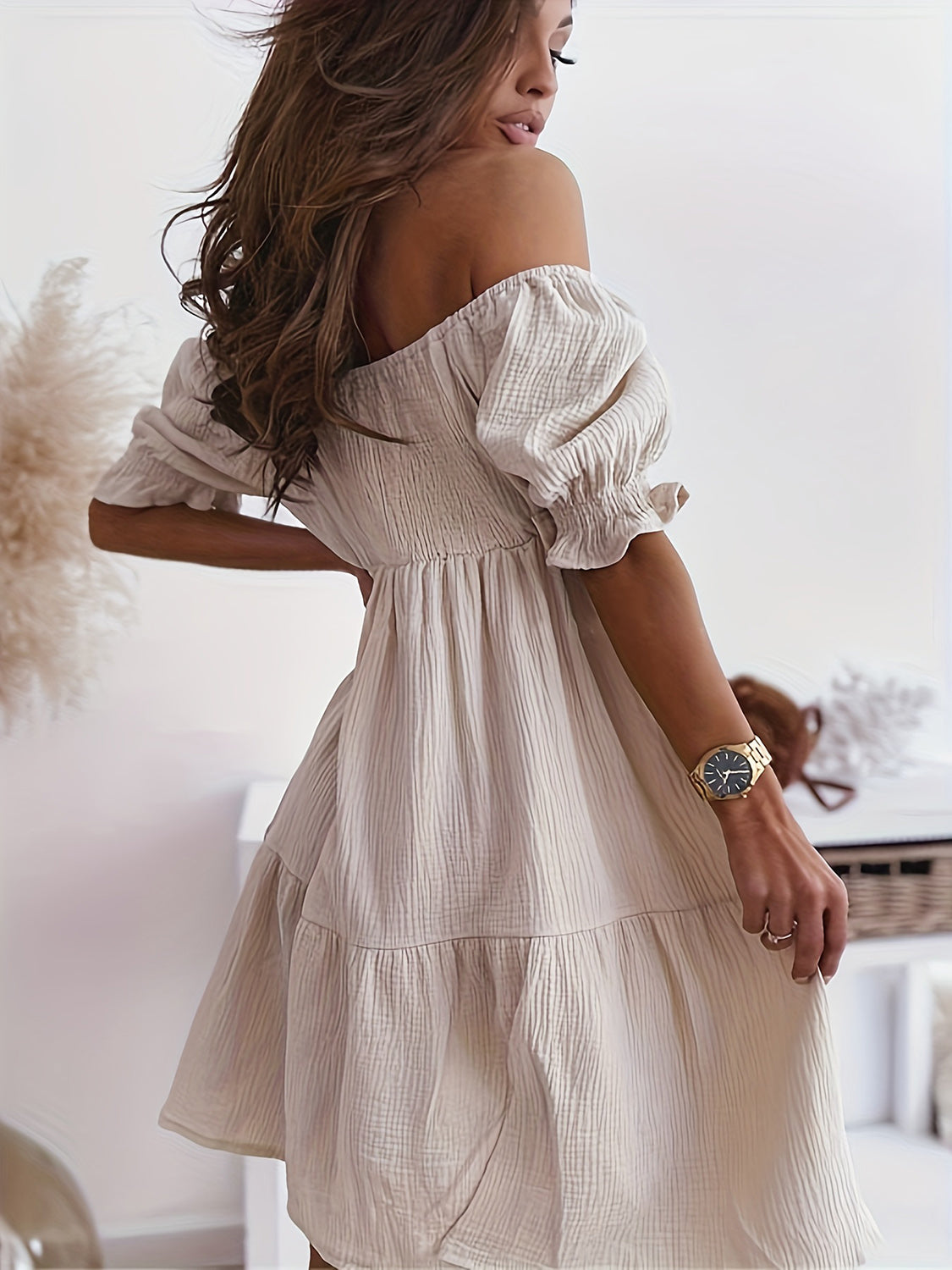 Off-Shoulder Short Sleeve Dress