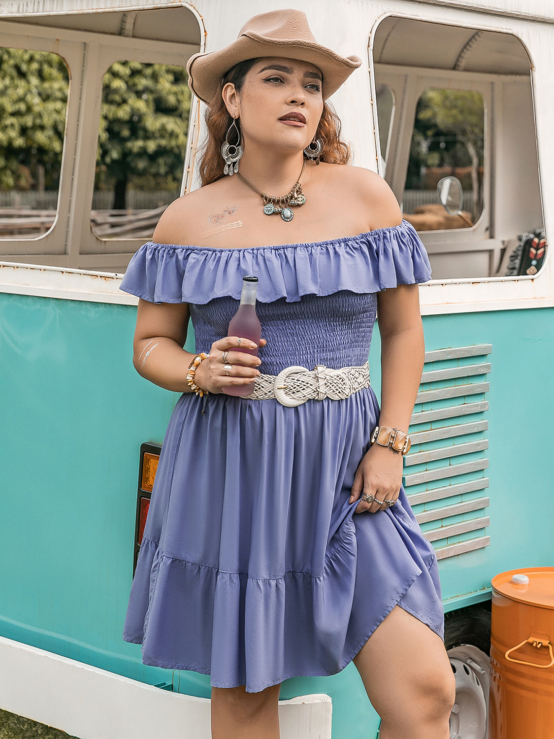 Easy Sunday Off-Shoulder Plus size Dress