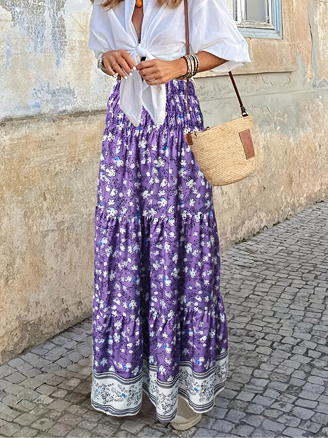 Farmer’s market run Plus Size floral Skirt