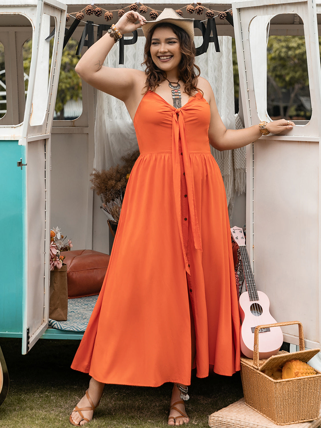 Orange Crush Plus Size Halter Dress