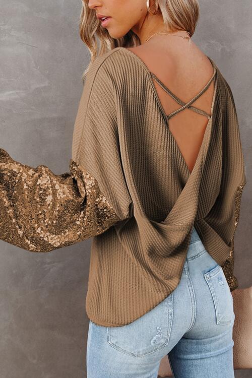 Sequin lover Waffle-Knit Blouse