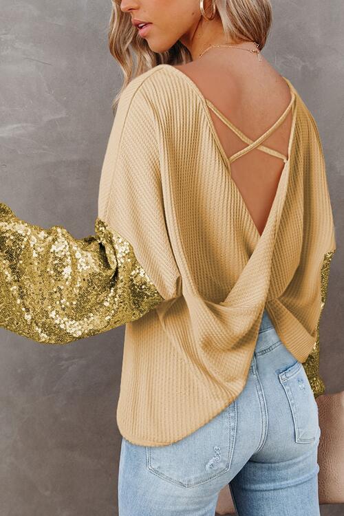 Sequin lover Waffle-Knit Blouse