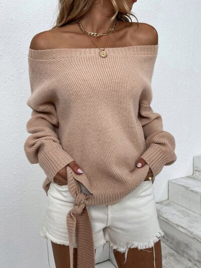 Tied the knot off shoulder Sweater